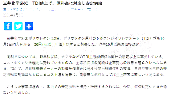 三井化學SKC漲價函