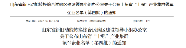 雙星、浦林成山、華盛、圣奧，入選山東省產(chǎn)業(yè)集群領(lǐng)軍企業(yè)