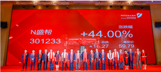 最高價格為59.79元/股，超過上市首日漲幅限制，封在漲停板上。