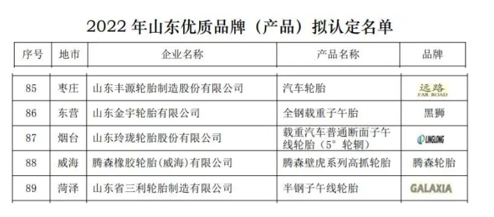 山東優(yōu)質輪胎品牌,5家! 山東優(yōu)質輪胎品牌,5家!