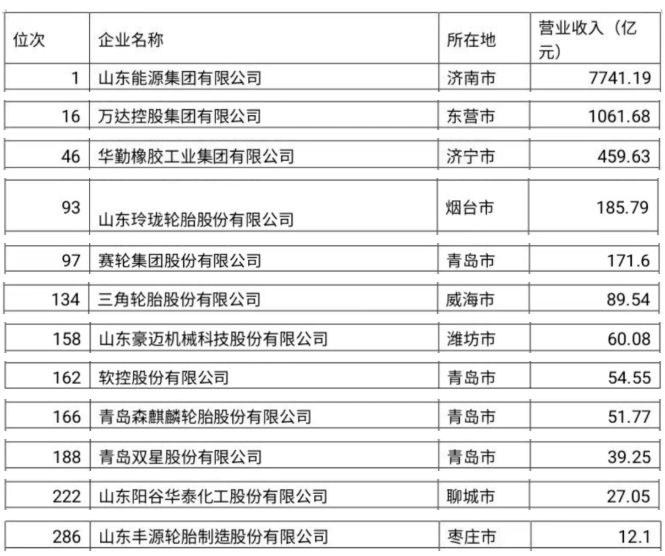 山東最強300企業，輪胎占7家！