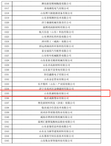 　高新技術企業的認定，是對山東優盛輪胎有限公司研發實力、技術實力、綜合實力等多方面的認可，也是對山東優盛輪胎有限公司堅持科技創新、技術創新的肯定。