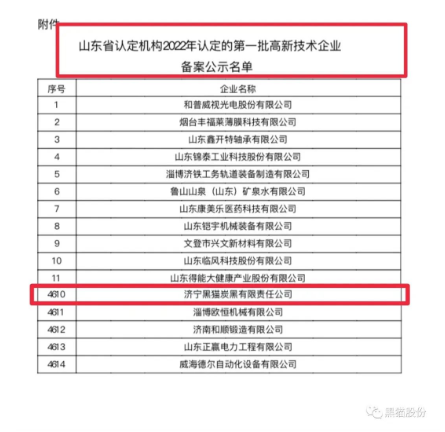 喜報!濟(jì)寧黑貓順利通過2022年高新技術(shù)企業(yè)認(rèn)定 喜報!濟(jì)寧黑貓順利通過2022年高新技術(shù)企業(yè)認(rèn)定
