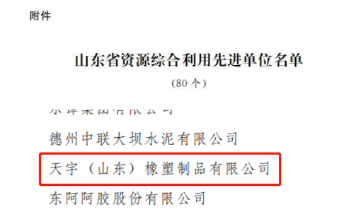 天宇(山東)橡塑制品有限公司位列其中。