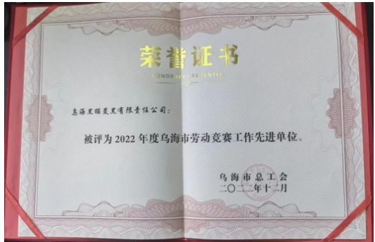 喜訊!烏海黑貓公司榮獲“烏海市勞動競賽工作先進(jìn)單位”稱號 喜訊!烏海黑貓公司榮獲“烏海市勞動競賽工作先進(jìn)單位”稱號