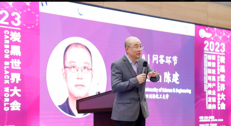 在會上，四川輕化工大學陳建教授受主辦方Smithers公司邀請，作了題為《炭黑超高硬度的發(fā)現(xiàn)及其對橡膠補強與耐磨性的作用》的大會報告。