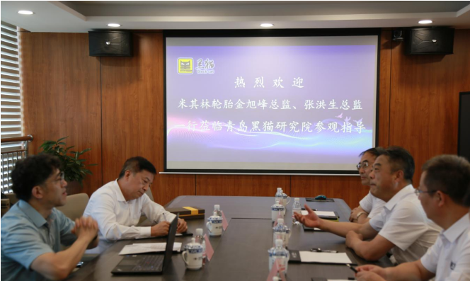 金旭峰一行人首先參觀了青島黑貓研究院的中試生產車間、黑貓文化展廳、檢測中心、研發中心等，詳細了解了黑貓集團的歷史發展、業務范圍、產學研融合等情況。